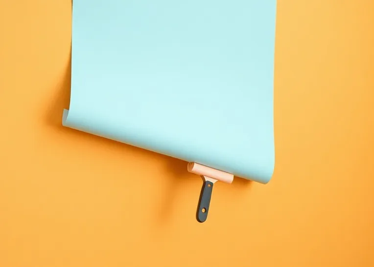Pose de papier peint, rouleau et brosse à maroufler
